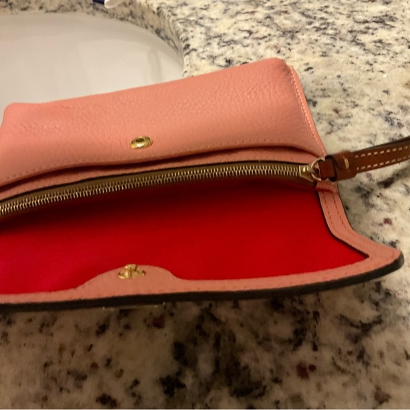 Dooney & Bourke Pink Leather Clutch with Gold Hardware